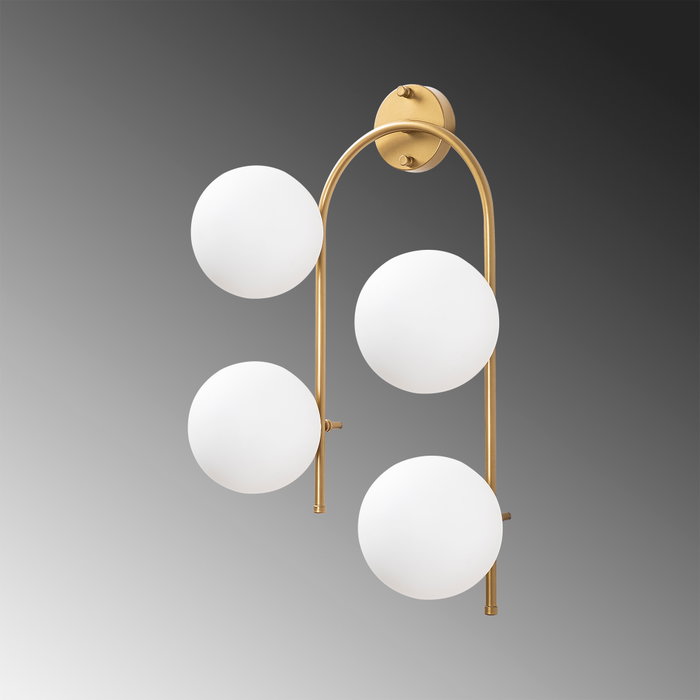 Opviq Jewel - 10605 Lámpara de pared dorada con tapa de cristal
